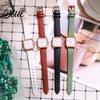 Quartz Movement Watch Women Square Dial Faux Leather Strap Ladies