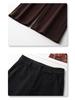Women's 2024 Khaki Wool-Blend High Waist Straight Leg Cropped Pants for Autumn/Winter