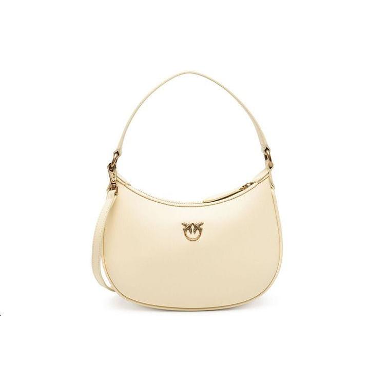 New PINKO Half Moon Series Cow Leather Crescent Bag, Shoulder Bag, Handbag Medium Women's Yellow 101523-A0F1-C08Q
