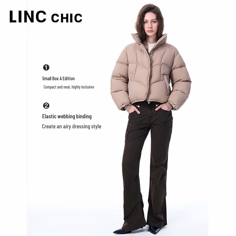 Jinyujie Women's Loose Fit Stand Collar Short Down Jacket