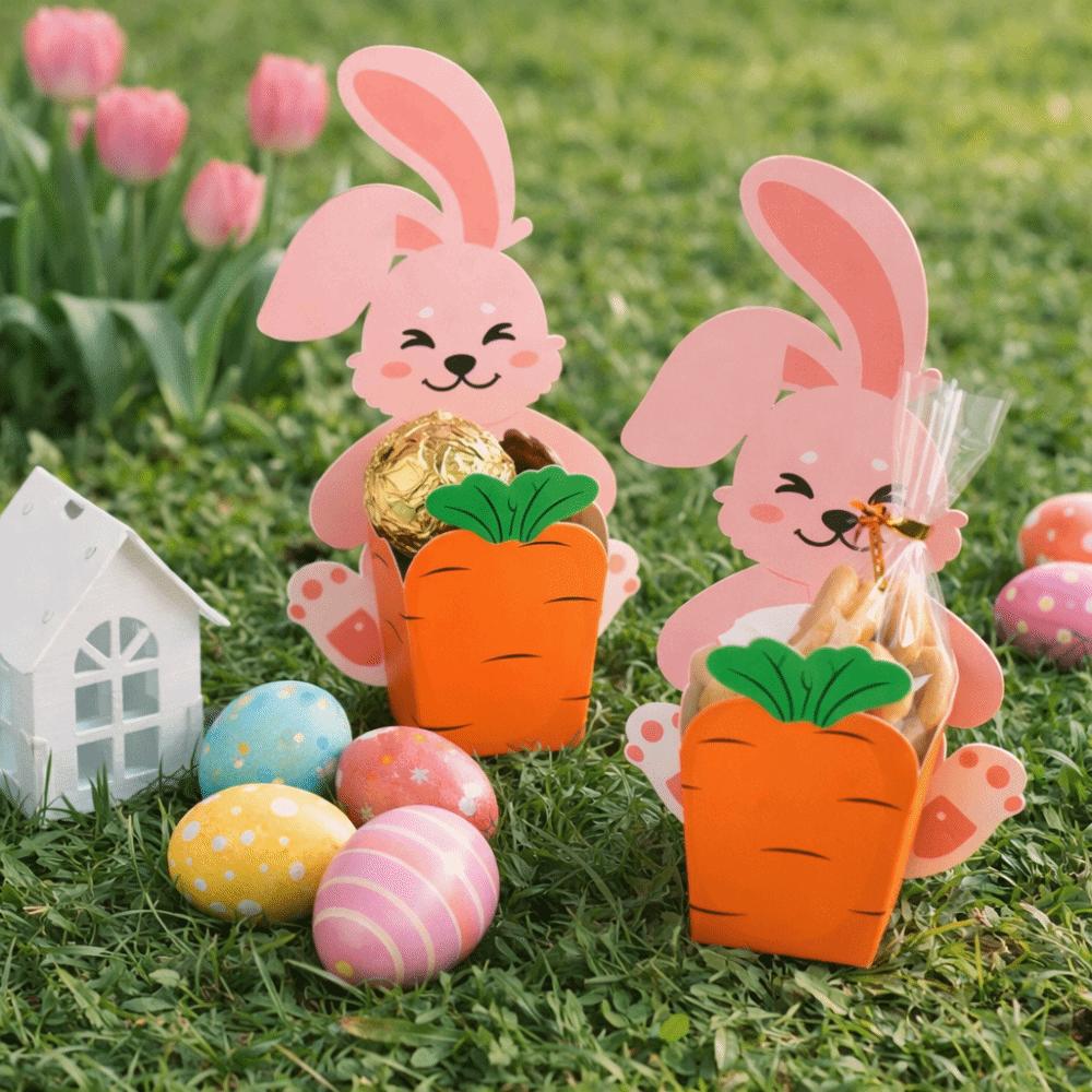 Paper Box Food Packaging Case Rabbit Hug Carrot Design Cookie Box Easter Candy Box  Gift Giving
