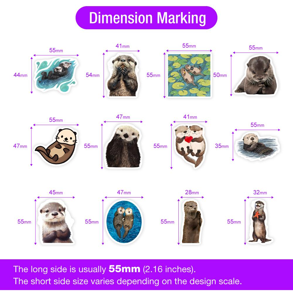Cute Watercolor Otter Stickers Art Clipart DIY Gift Toys Decal for Laptop Scrapbook Decorative Phone Bottles Luggage Waterproof