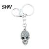 Heavy Duty Metal Key Ring Bling Rhinestone Skull Keychain, Halloween Gothic Pendant Keyring Pendant, Handbags Backpacks Purse Charm Accessory Keychain