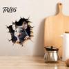 Decorative Sticker for Bathroom Glass Grey Mouse Peeking Wall Decal, 3D Hole Effect Sticker, Removable Creative Decoration Living Room PVC Art Bedroom