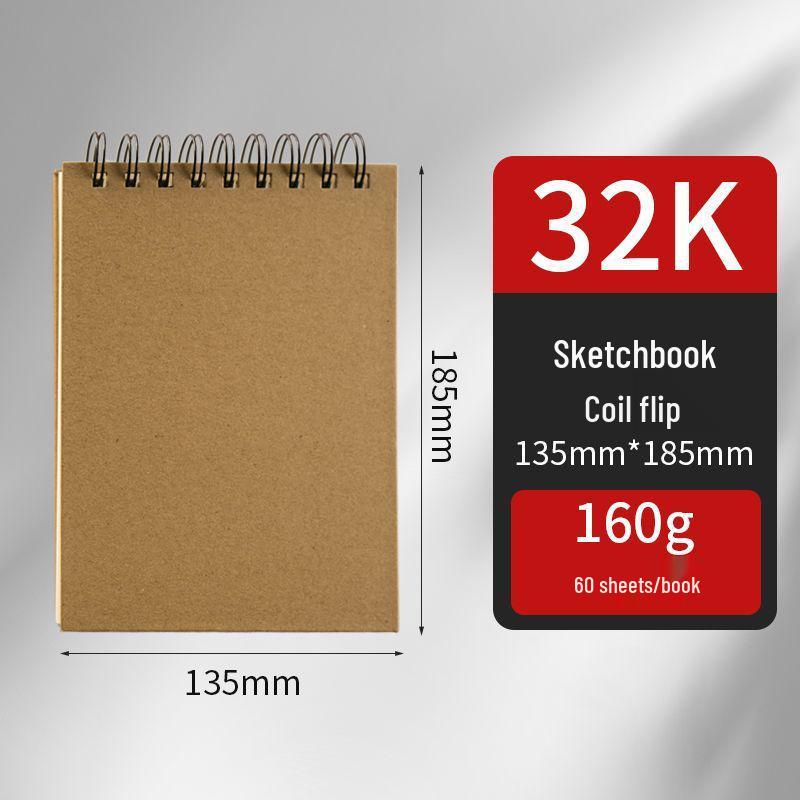 Thickened Sketchbook: 16 Coil-Bound Sheets, 8 Drawing Pages for Kids, Free Shipping