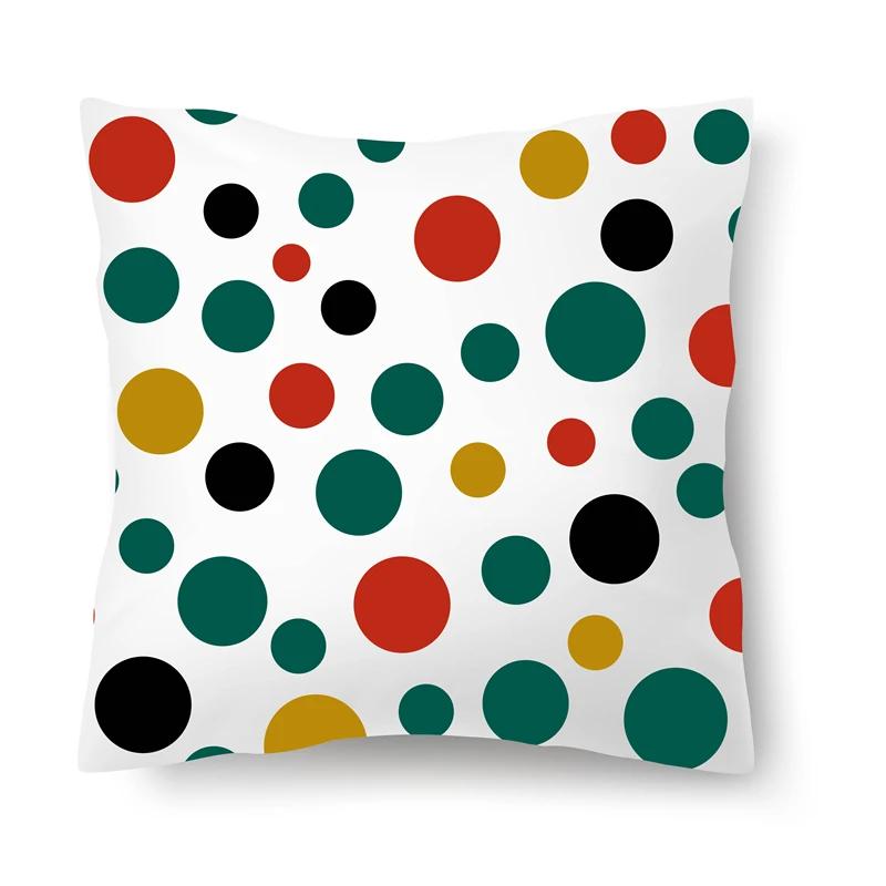 Home Decoration Bedroom Living Room Car Cushion Cover Pillowcase Colorful Dot Decorative  Sofa