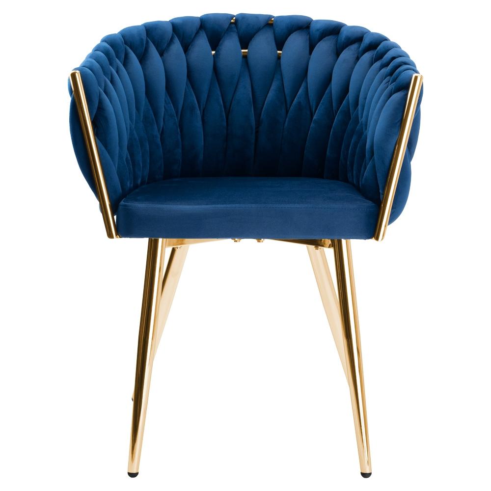 Sedia Velluto Intrecciato Cofton Oro Velluto Blu Navy
