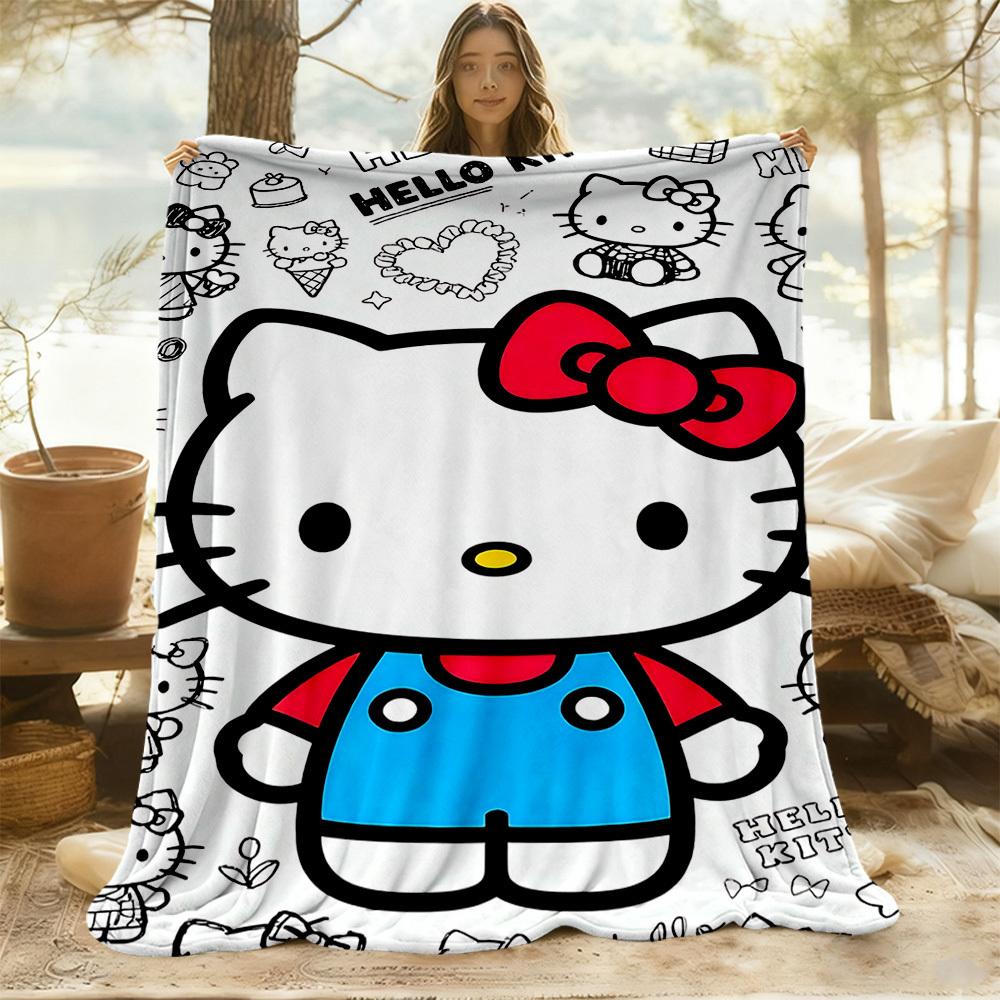 1pc Hello Kitty Pattern Outdoor Blanket Lightweight Flannel, All-Season Use for Sofa, Bed, Travel, Camping, Living Room, Office, Couch004