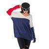 Women's V-Neck Sweater, Color-Block, Loose Fit