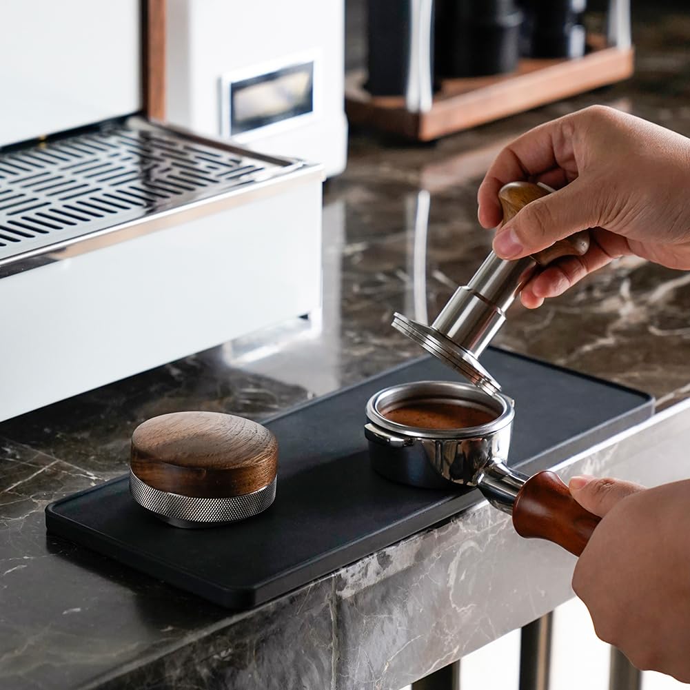 watchget Espresso Tamping Mat Tamper Mat Coffee Tamper Mat Tamping Station Portafilter Silicone Easy to Clean Large Size Non-Slip