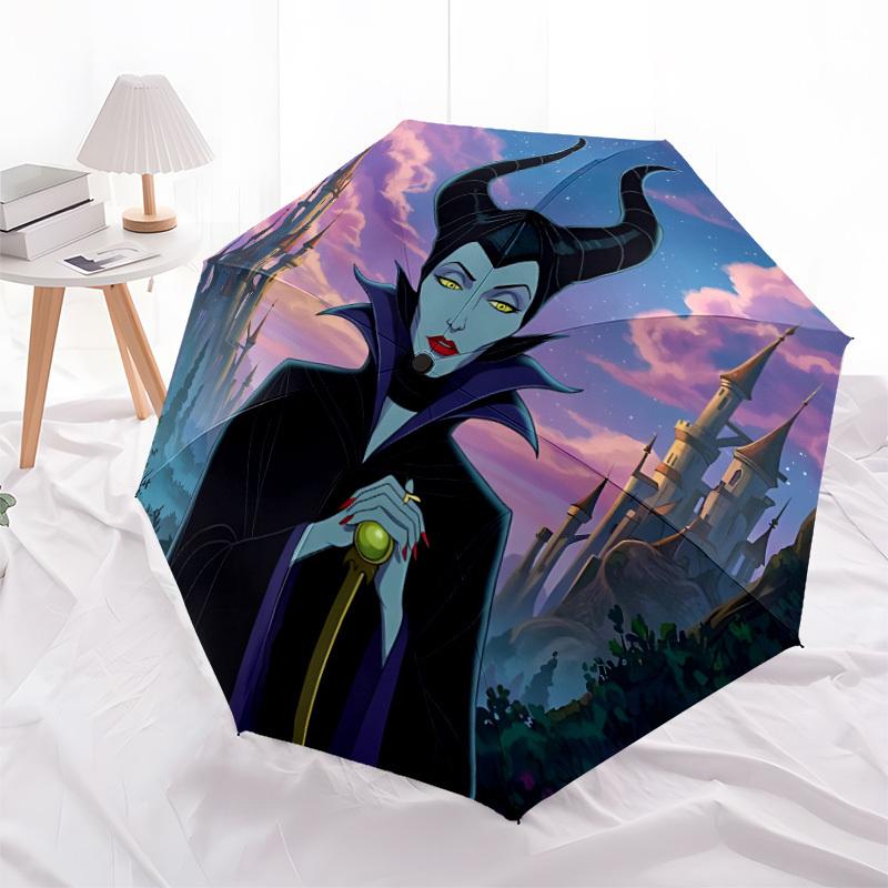 1pc Maleficent Castle Night Automatic Folding Umbrella - Portable Collapsible Design, 8-Rib Iron Frame yy251209083