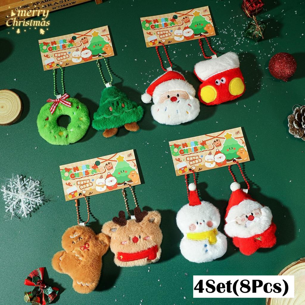 2/4×Wooden Xmas Tree Ornaments Santa Claus Snowman Plush Toy 2026 Merry Christmas Home Decoration New Year Desktop Decor Navidad