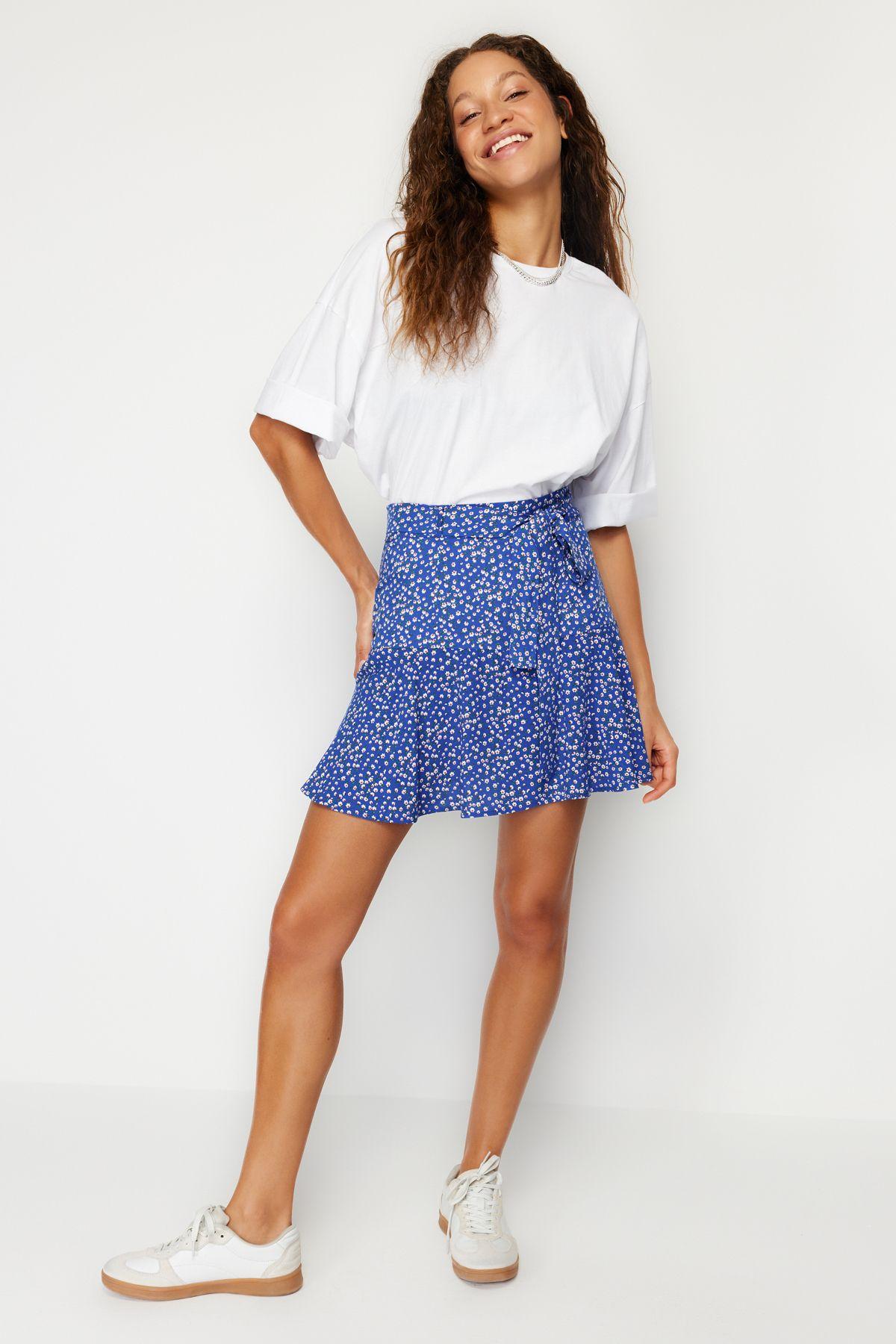 

Women s Fashion Multicolored Floral Patterned Viscose Woven Shorts Skirt XL