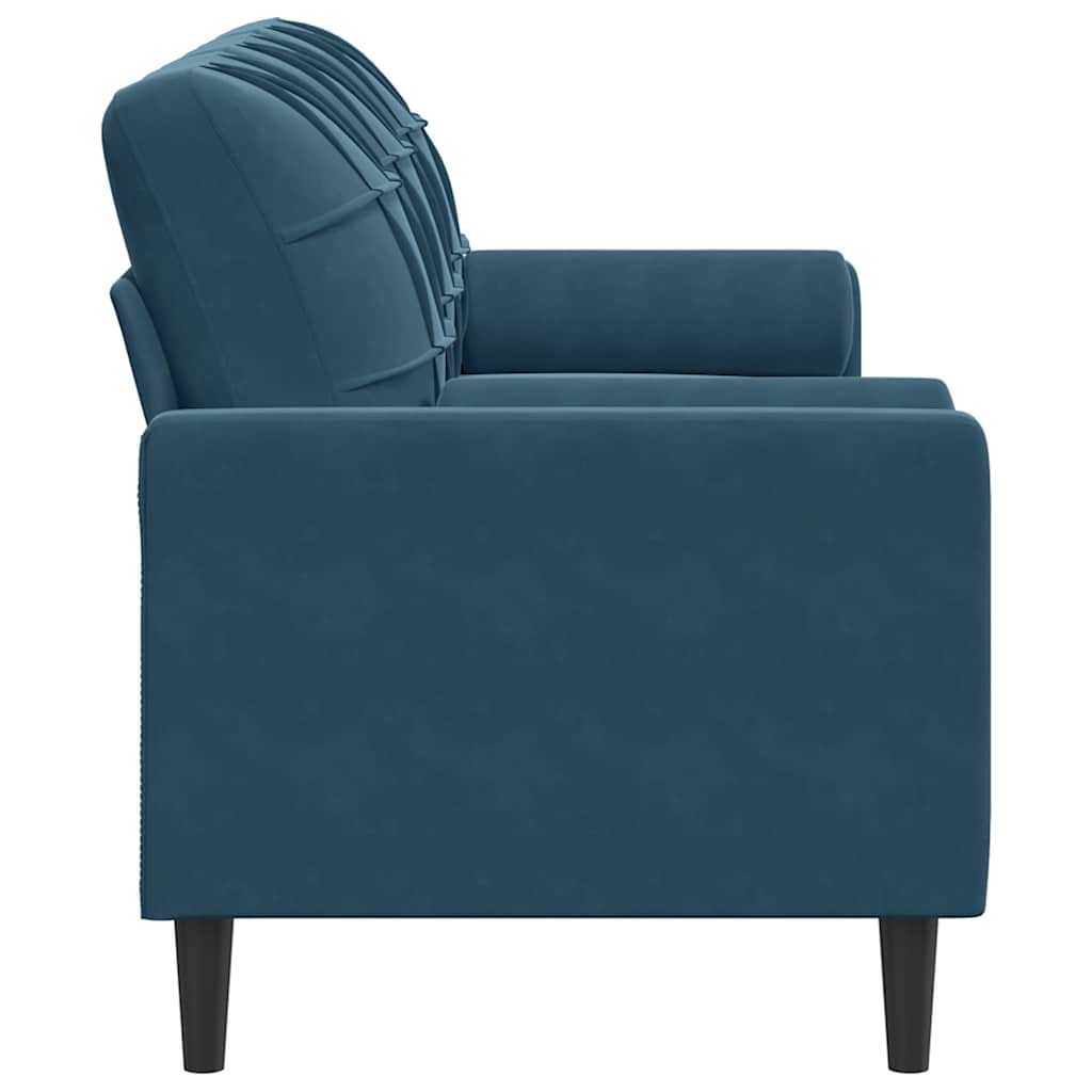 3 Seater Sofa with Decorative Cushions Blue 180 cm Velvet
