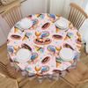 Donut Mermaid Lollipop Lce Cream Cone Tablecloth Round Waterproof Seamless Pattern Table Cloth Cover for Kitchen 70 Inch