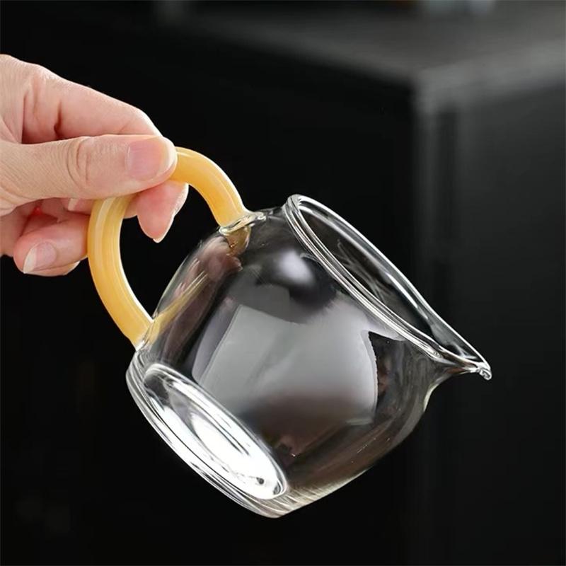 250ml Imitation Jade Handle Glass Tea Pitchers Fair Cup Tea Ceremony Tea Cup Chahai Kungfu Tea Set Accessories Coffee Pitcher
