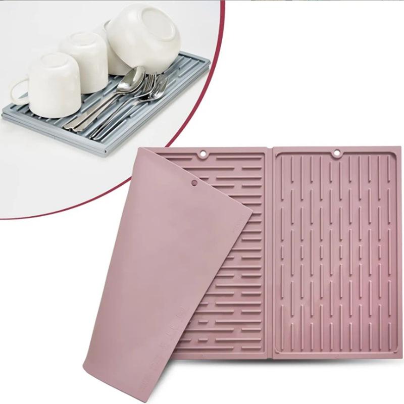 Kitchen Large Thick Folding Silicone Coaster Counter Tableware Draining Anti-scald Heat Insulation Sink Foldable Silicone Mat