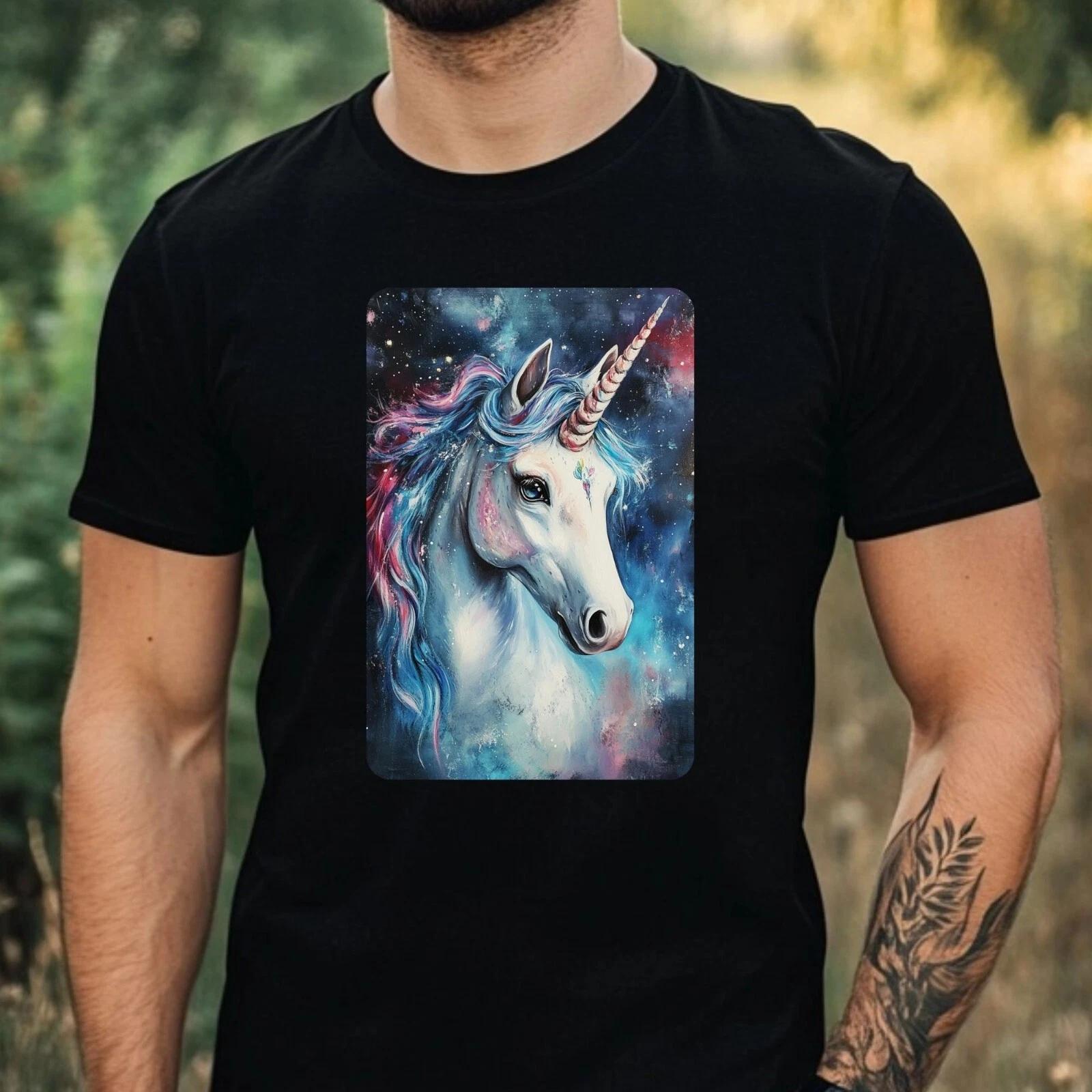 T-Shirt Herren Einhorn Portrait Motiv Baumwolle Größe XS bis 5XL XXL