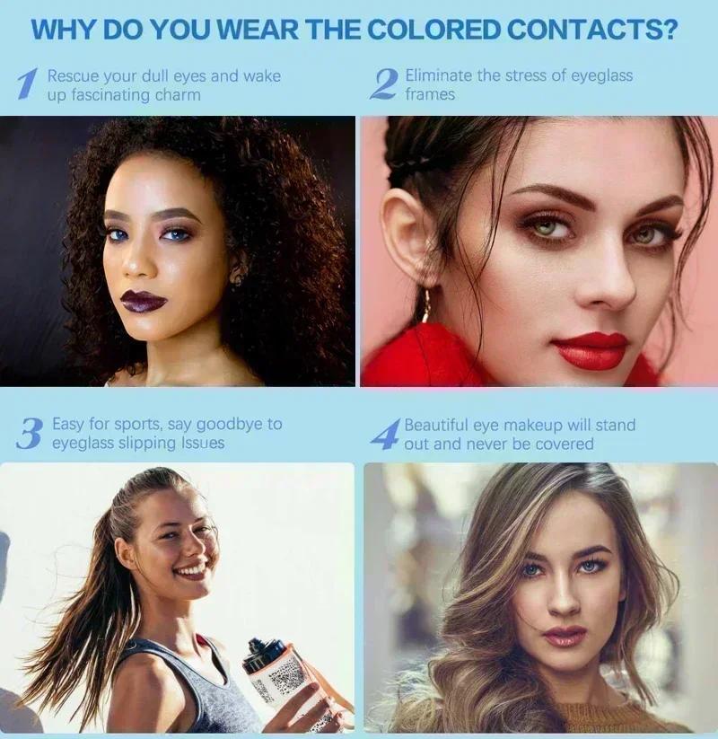 FUNSACHY 1 Pair Blue Natural Colored Eye Lenses Gray Fashion Lenses Brown Eye Lens Green High Quality Cosmetics Color Contacts