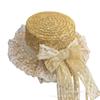 Small Fresh Mori Pastoral Girl Soft Girl Straw Hat Female Handmade Lace Bow Streamer Flat Top Sun Hat