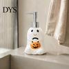 Hand Soap Bottle Halloween Ceramic Ghost Dispenser, with Stainless Steel Pump, Pumpkin Refillable Spooky Dispenser Liquid Container, Empty Shower Gel