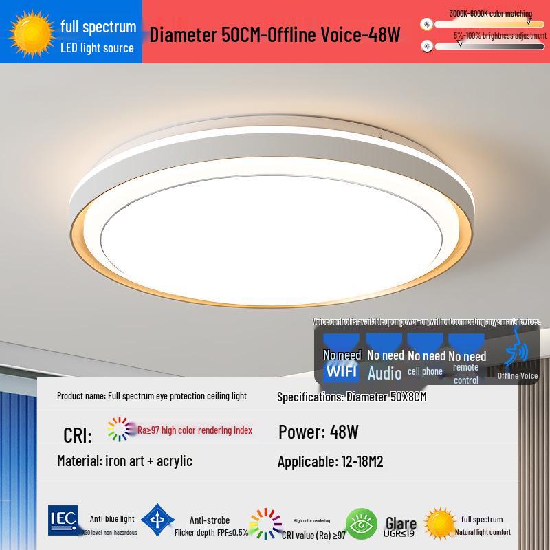 2025 LED Eye-Protecting Full Spectrum Ceiling Light for Bedroom and Living Room - Modern and Simple Design
