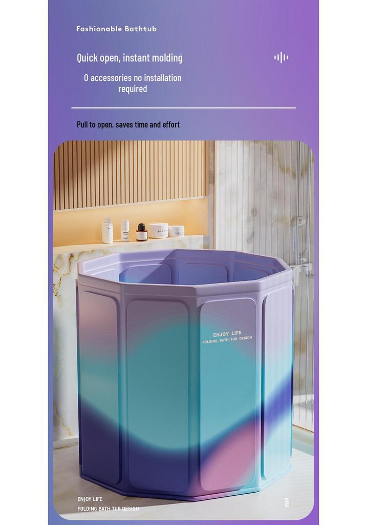 Portable Folding Bath Barrel for Adults & Children - PVC, No Installation Required