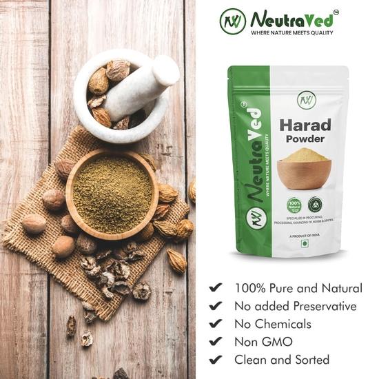 NeutraVed Harad Powder, 250g | Haritaki Fruit Powder, Terminalia Chebula, Natural | Stand Up Ziplock Pouch Reusable, 250g