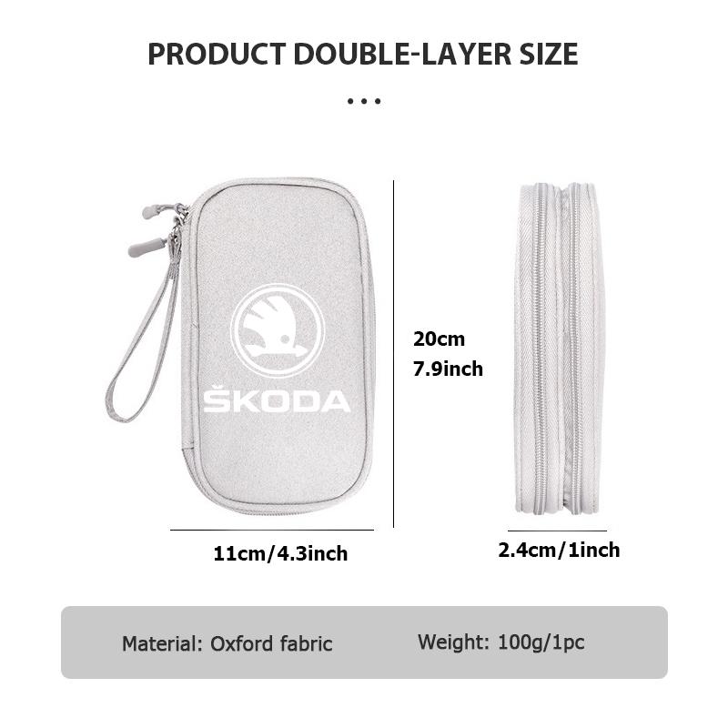 AAAAS1 Data Cable Storage Bag Travel Portable Digital Accessories Organizer Bag For Skoda Octavia A5 A7 RS Fabia Superb Rapid Karoq