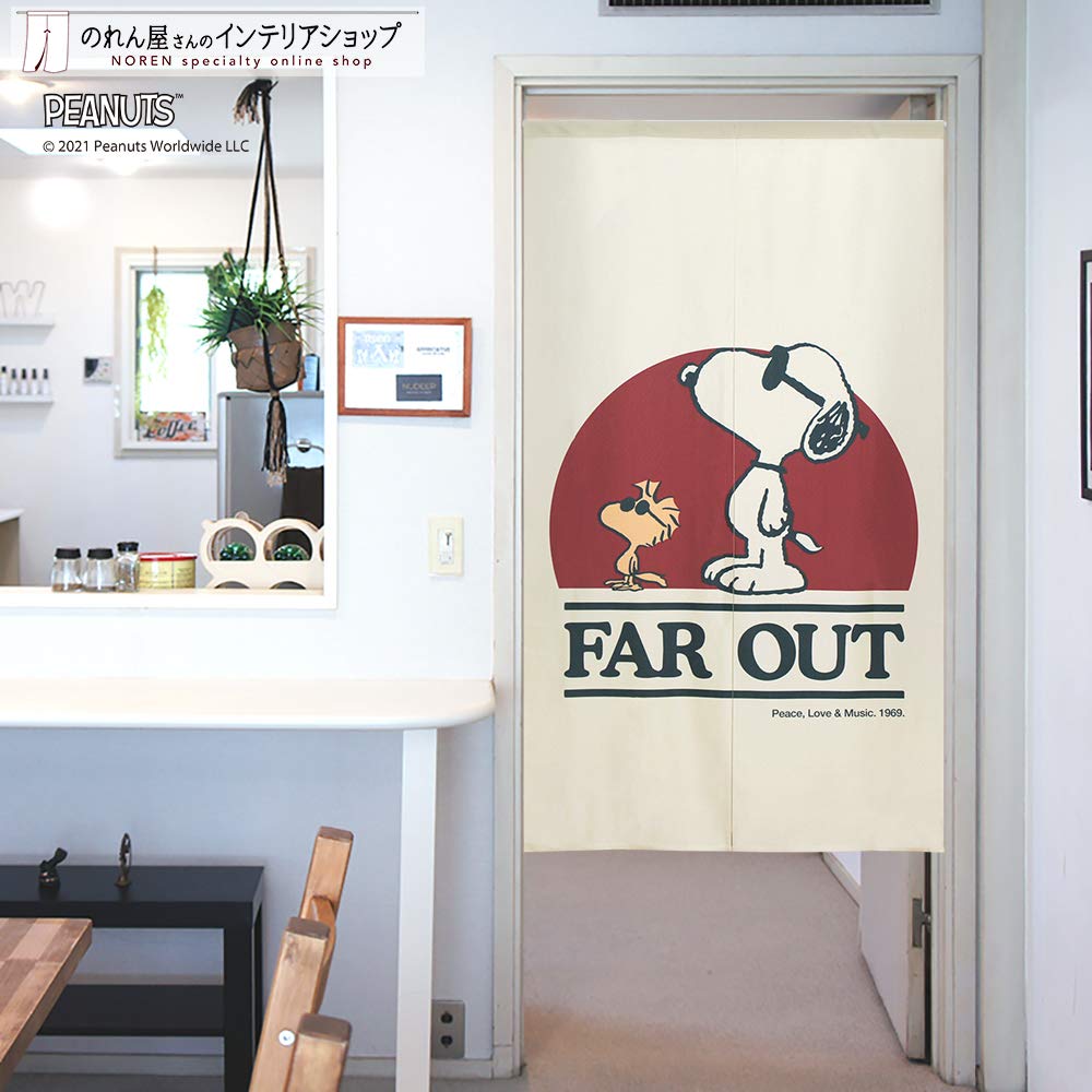 Noren Kobo Noren Snoopy PEANUTS SNOOPY Width 85cm X Length FAR OUT 93868 Curtain, Print, Half-Length Curtain, 150cm,