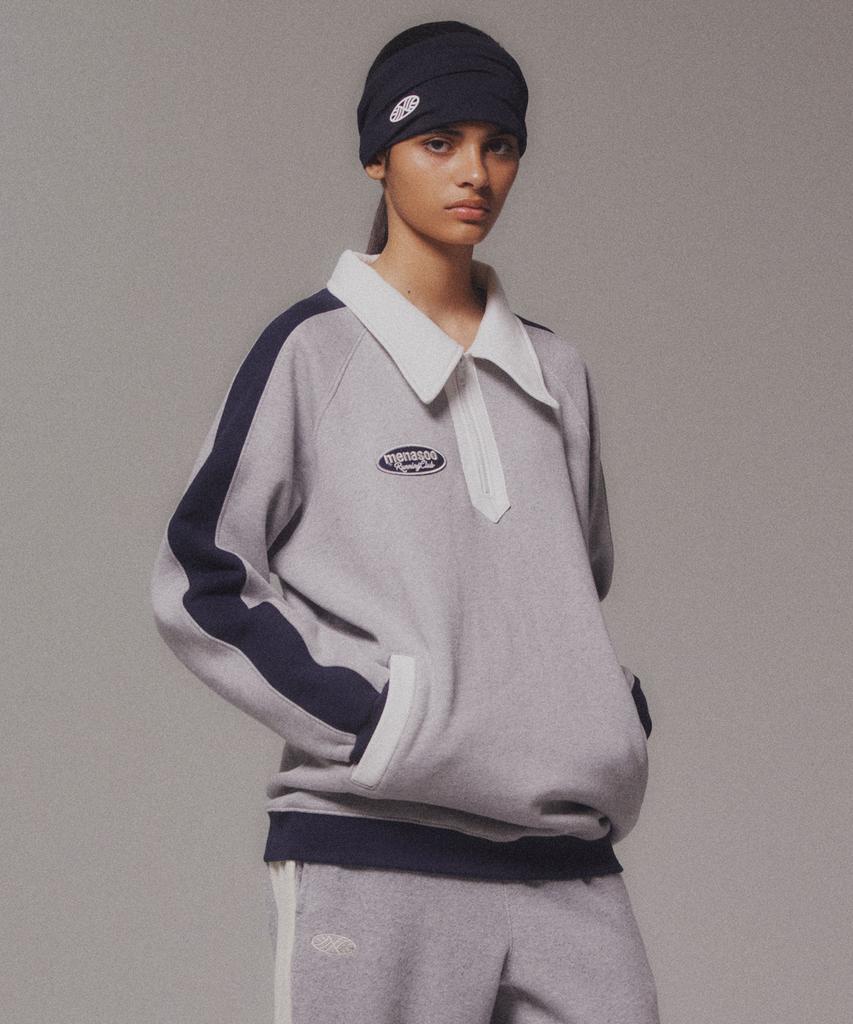 Minasu Color Combination Sweatshirt_Gray_Fleece-Lined Fabric
