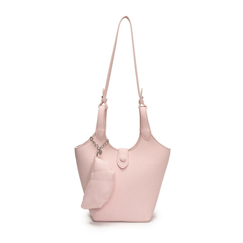 

Spring and summer super fire niche simple portable vegetable basket bag women s fashion versatile high-end texture solid color messenger bag розовый