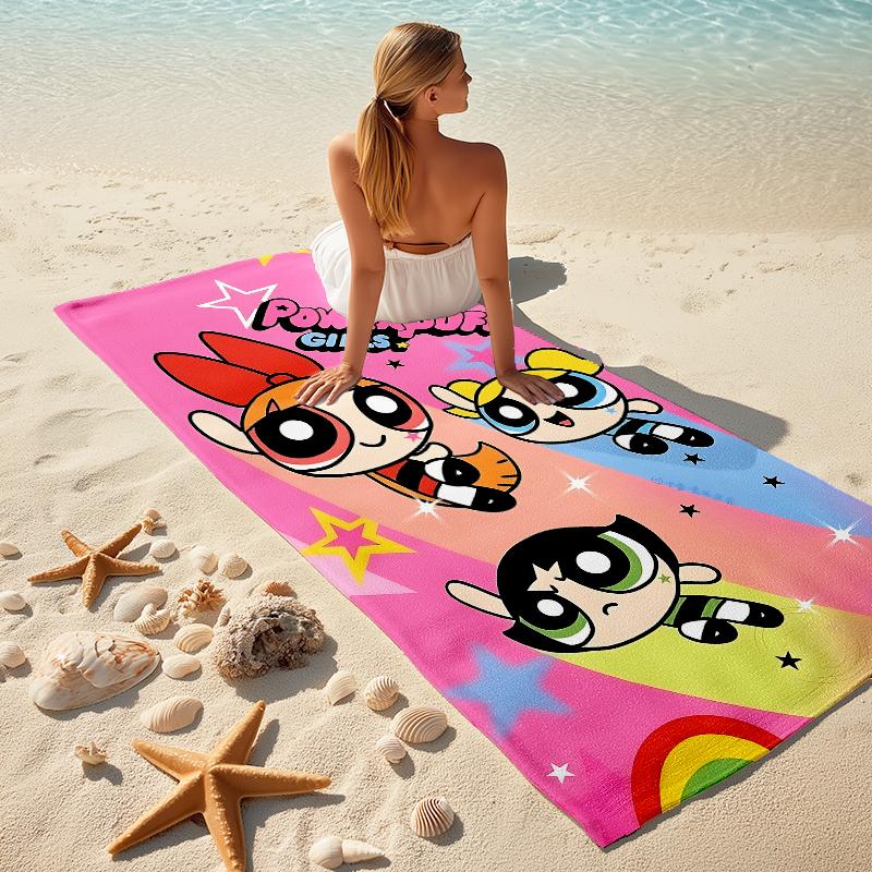 1Pc Powerpuff Girls Adventure Beach Towel Microfiber Beach Towel Thin Absorbent For Beach Swimming Yoga Bath Sports 0917297