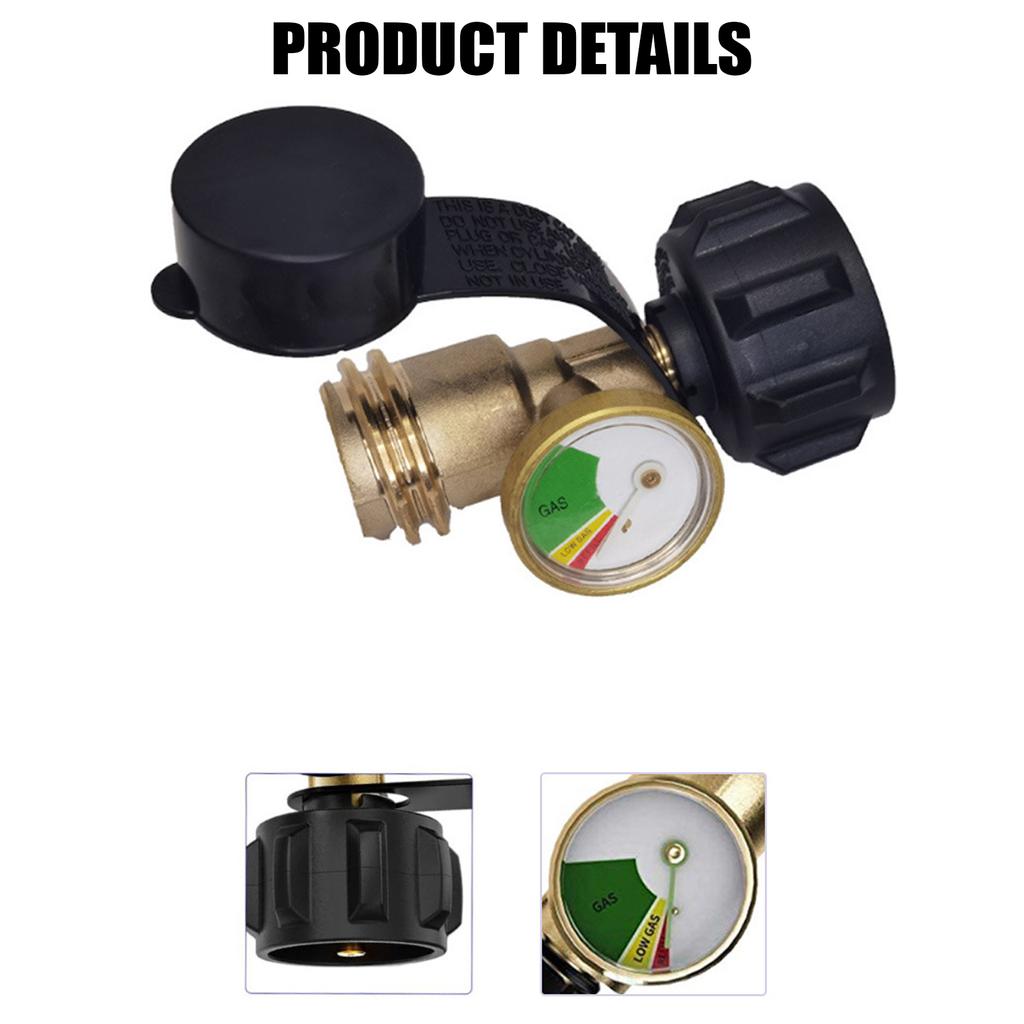 Propanflaschen-Adapter Wetterfestes Propan-Gasmanometer für Tanks Massiver Messing-Stecker Outdoor-Grillzubehör