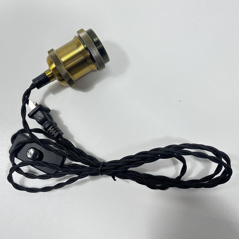 Retro E27 Screw Base Pendant Lamp Holder with Twisted Cord and Switch