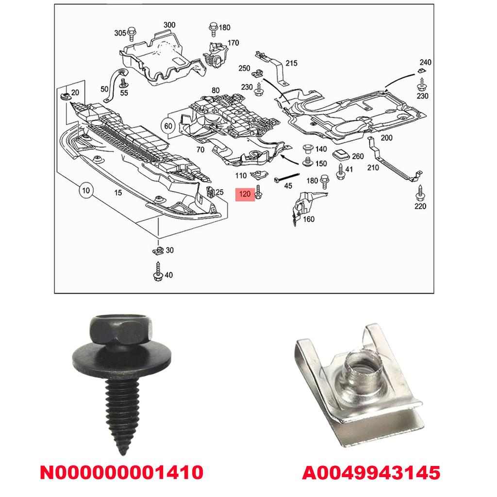 24Pcs Car Engine Undertray Fixing Clips Screws Under Cover Rivet Fasteners For Mercedes G S E C Class W203 W204 SL GL GLC