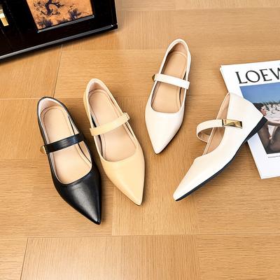 Puntige enkele schoenen dames binnenste hoogteverhogende schoenen herfst nieuw high-end gevoel woord met temperament Mary Jane platte schoenen