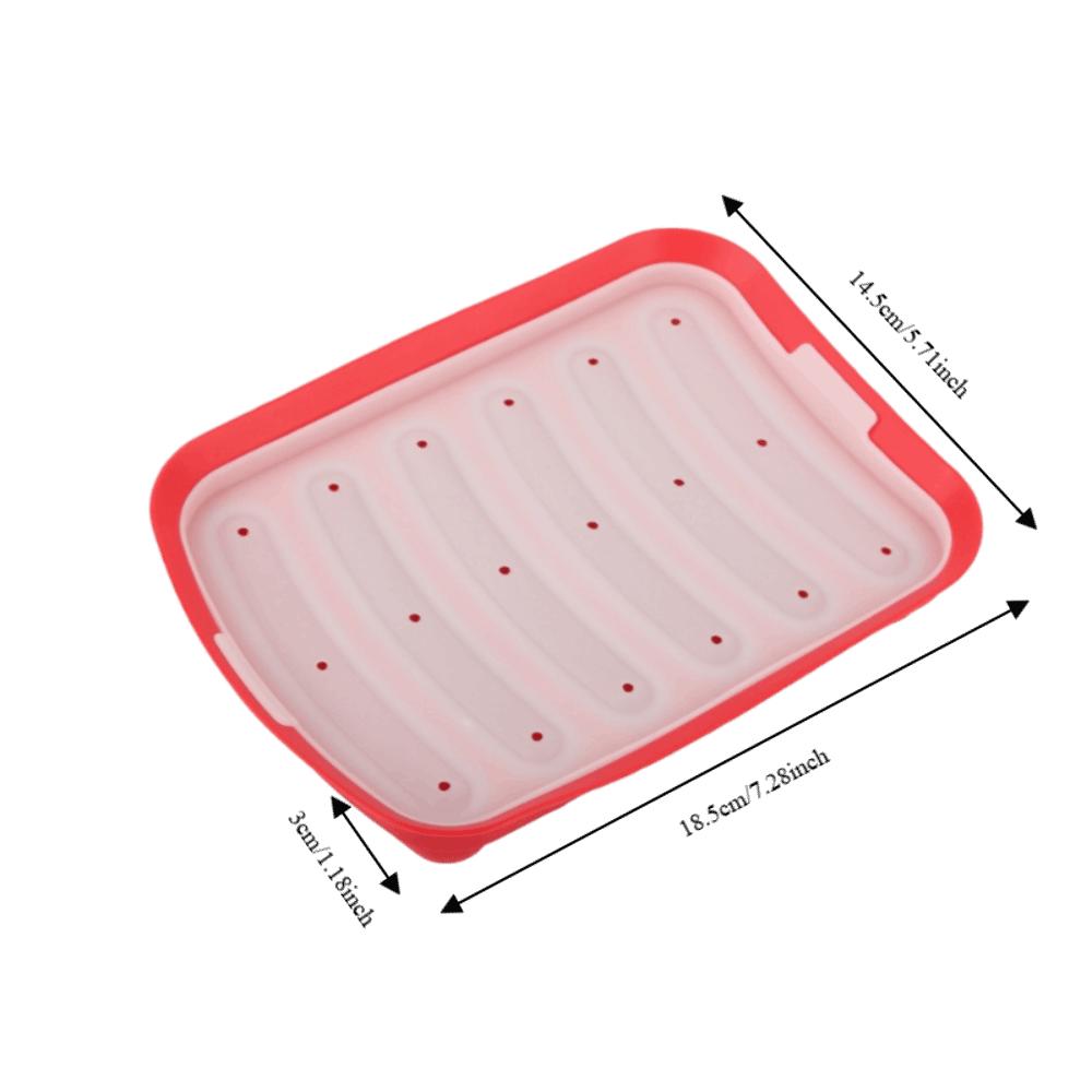 3 pezzi Con Coperchio Ventilato Stampo per Hot Dog in Silicone per Alimenti Vassoio per Preparare Prosciutto Cucina di Casa Cottura