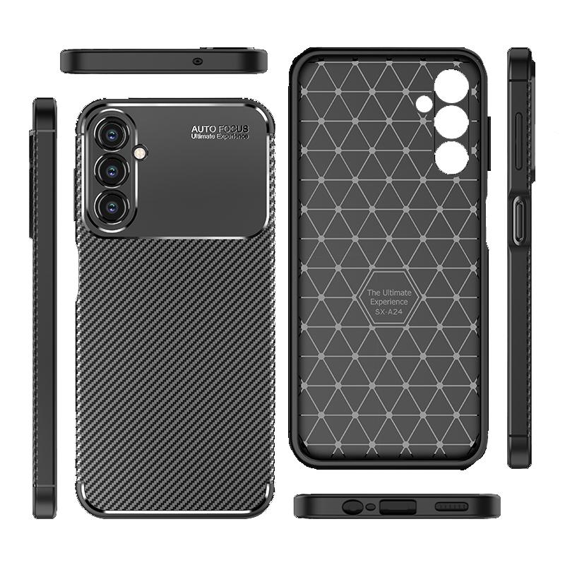 For Samsung Galaxy A24 4G (162.1 X 77.6 X 8.3mm) Carbon Fiber Texture Phone Case Drop Resistant TPU Phone Cover