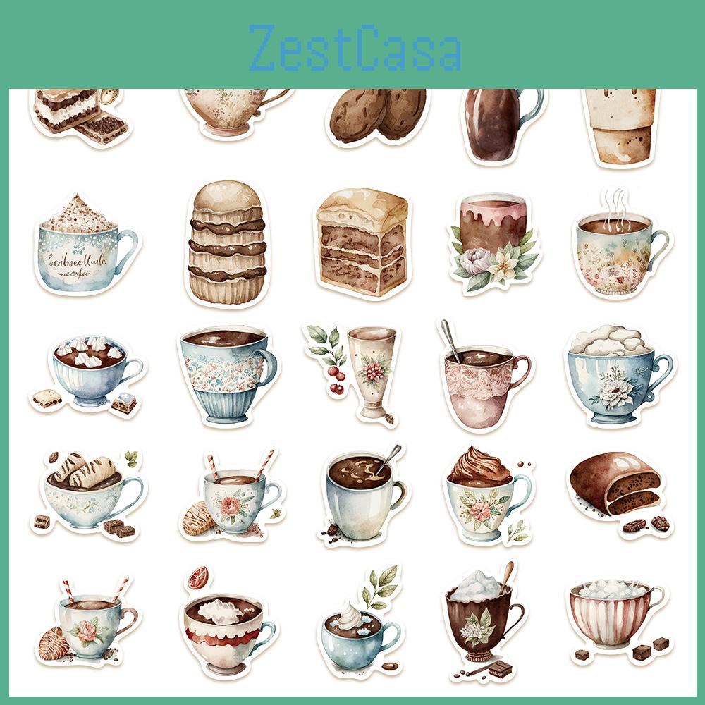 50 DIY Aufklebbare Kaffee-Sticker für Notizbücher, Laptops, Handys und mehr