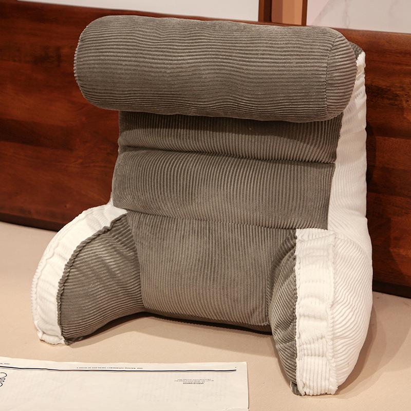 

Высококачественные вельветовые подушки, эргономичные, подушка для спины, поддержка талии, подушка для чтения, офисная подушка для сна, съемная, можно стирать 50x45cm серый