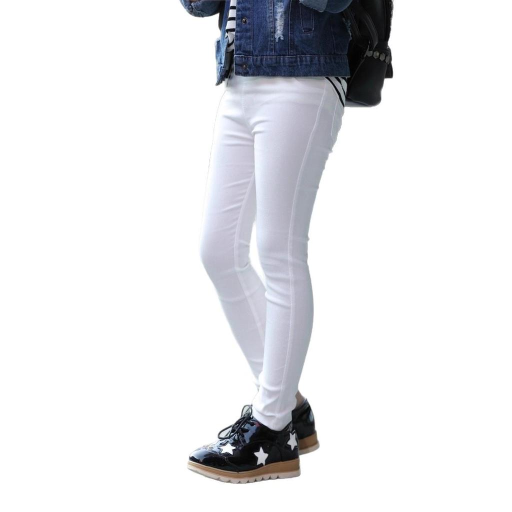 Girls' Slim Fit Elastic Faux Denim Pencil Pants - Children's Versatile Base Layer for Outdoor Wear