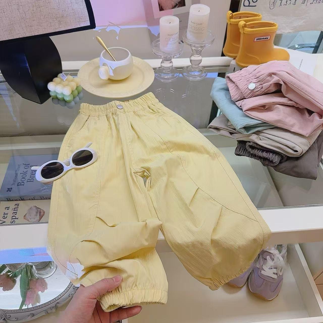 

New Style Girls Summer Pants for Little Girls Thin Cool Quick-drying Pants Casual Loose Sports Pants Long Pants 90cm бежевий