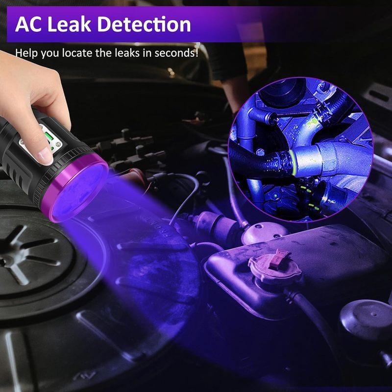 120W 395NM UV Blacklight Flashlight 9-Core LED USB Rechargeable Torch for Pet Urine Detection Scorpion Hunting