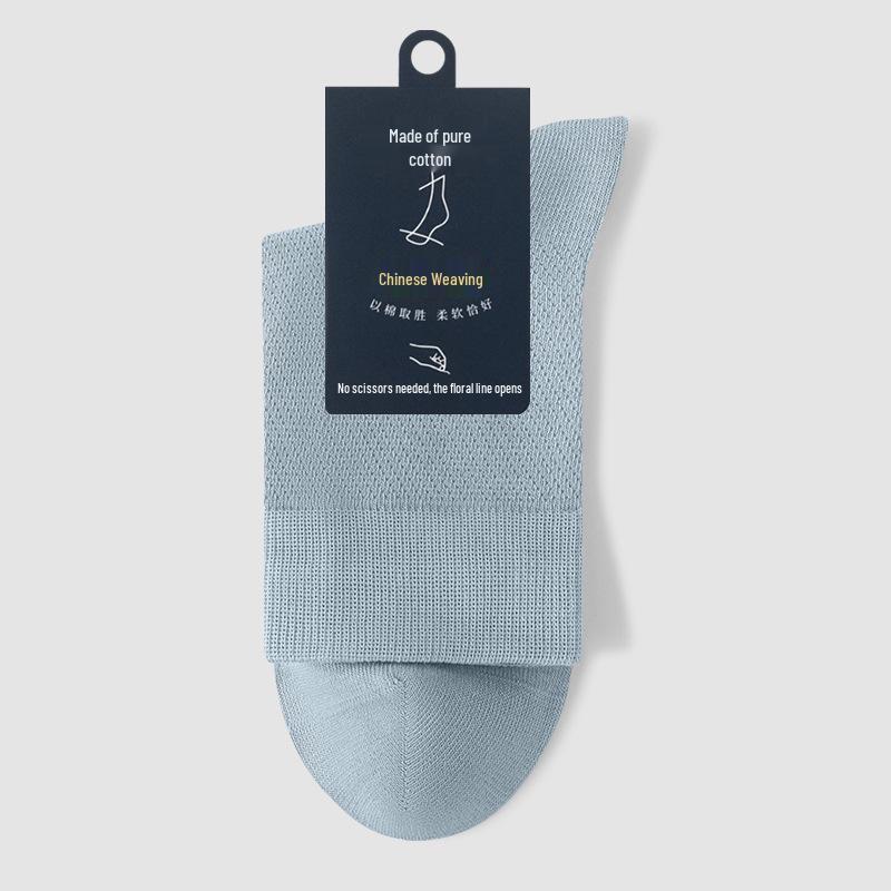 Andningsbara bomullsstrumpor för män, mellanhöga - Svarta (Vår/höst)