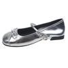Silver lätt mun balett platt-sulade enkla skor dam nya sommar kjol fransk rund tå Mary Jane skor