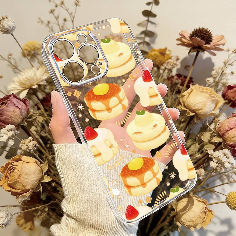 Cute Cake Phone Case Transparent Silicone Soft For iPhone 17 16 15 14 13 12 11 Mini Pro Max Plus