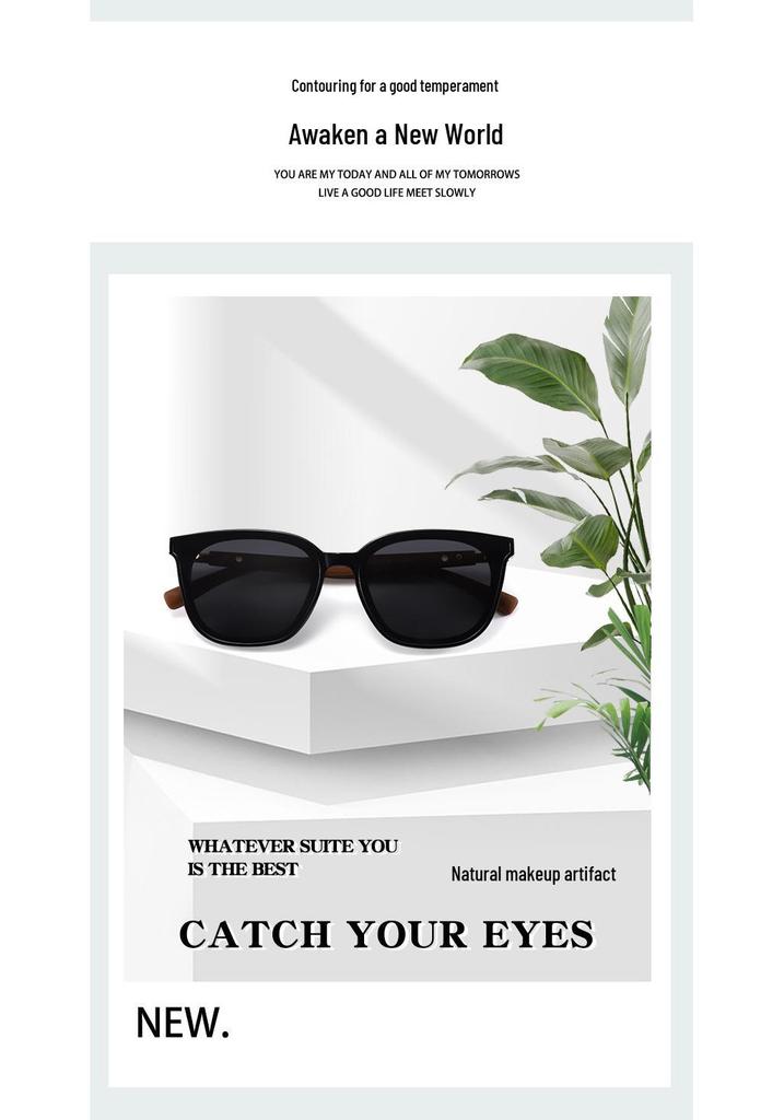 Stylish Large Frame Retro Sunglasses, UV Protection, Polarized Wood Grain Design for Men & Women, Slimming Effect for Broader Faces.