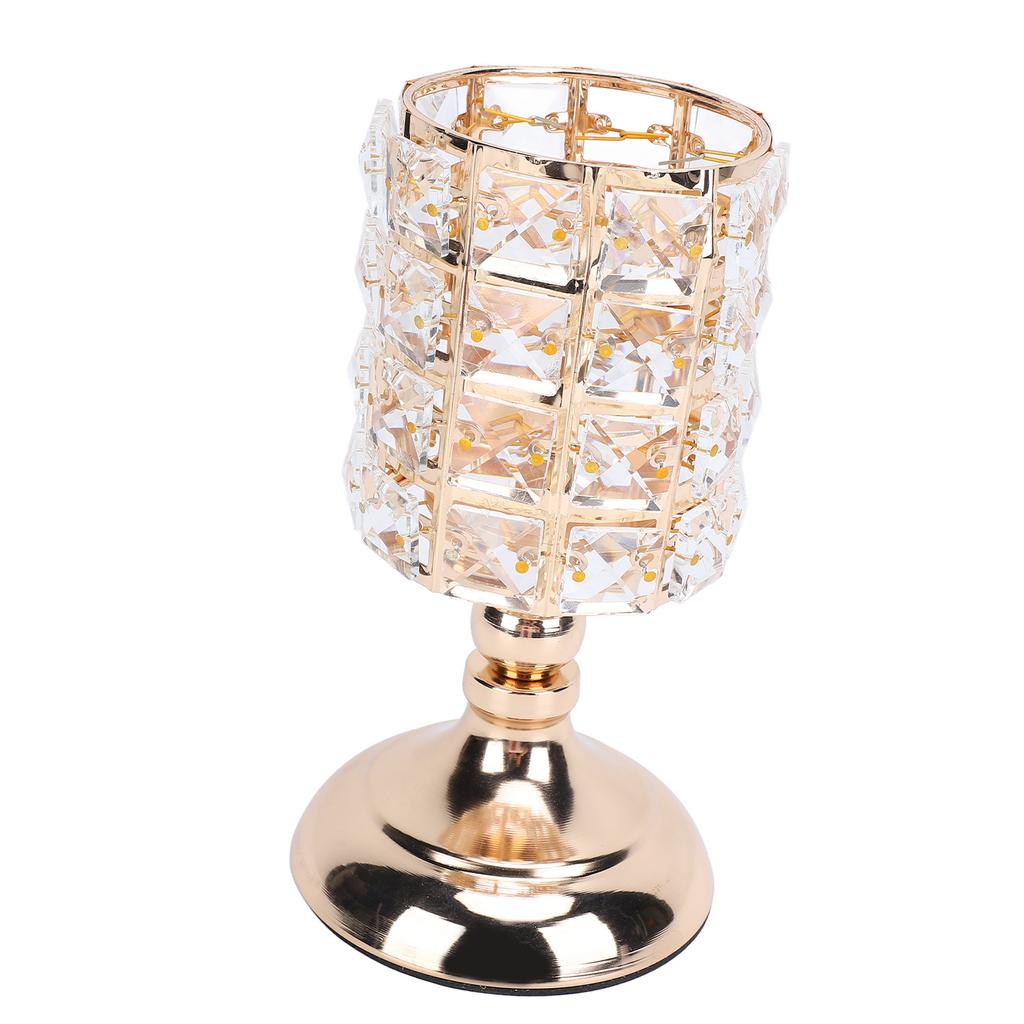 Tea Light Candlestick Holder Shimmering Rhinestone Gold Metal Candle Holder for Dining Table Centerpiece Wedding Candle