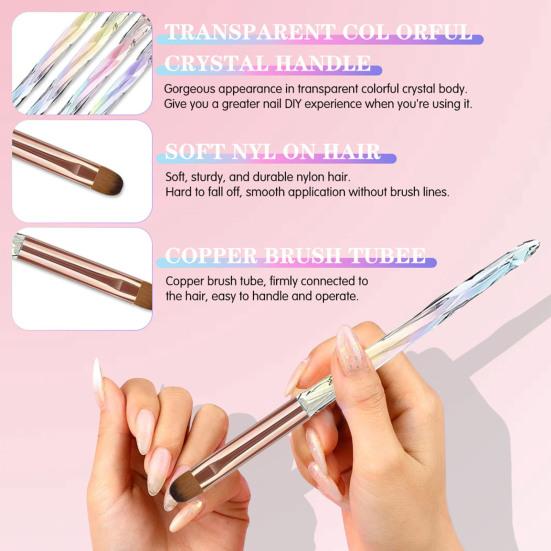 4Pcs/Set Nail Art Brushes with Non-slip Handle Women Nail Design Painting Brushes DIY Manicure Art Pens Nail Extension Gel Builder Brush Tools